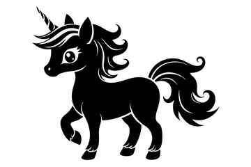 cute unicorn line art silhouette vector illustration