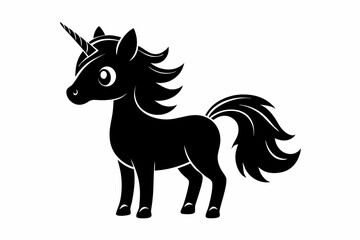 cute unicorn line art silhouette vector illustration