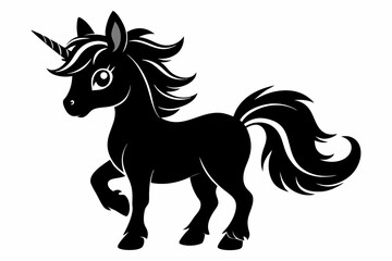 cute unicorn line art silhouette vector illustration