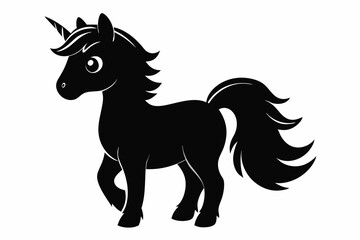 cute unicorn line art silhouette vector illustration