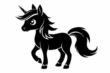 cute unicorn line art silhouette vector illustration