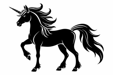 cute unicorn line art silhouette vector illustration