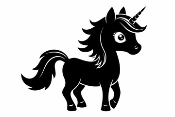 cute unicorn line art silhouette vector illustration