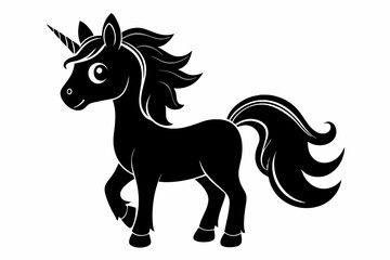 cute unicorn line art silhouette vector illustration