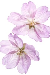Fototapeta premium Two Delicate Light Pink Flowers Isolated on White Background