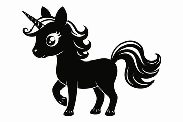 cute unicorn line art silhouette vector illustration