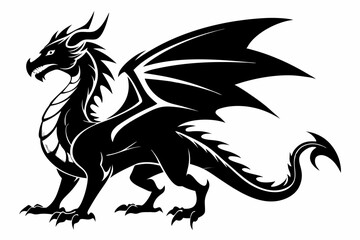 Obraz premium drache line art silhouette vector illustration