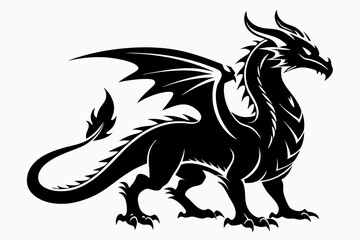 drache line art silhouette vector illustration