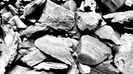texture of a wood charcoal in close-up shot