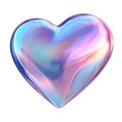Iridescent heart shape digital art graphic design image with pastel colors