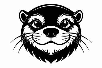 otter head line art silhouette vector illustration