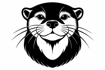 otter head line art silhouette vector illustration