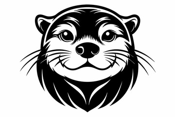 otter head line art silhouette vector illustration