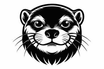 otter head line art silhouette vector illustration