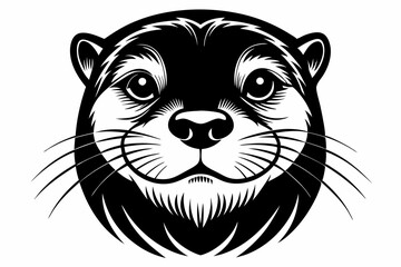 otter head line art silhouette vector illustration