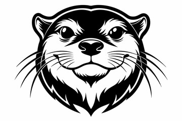 otter head line art silhouette vector illustration