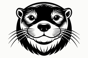 otter head line art silhouette vector illustration