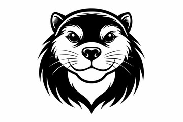 otter head line art silhouette vector illustration