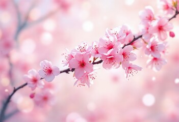 Obraz premium Beautiful pink cherry blossom flowers blooming on the branch in spring