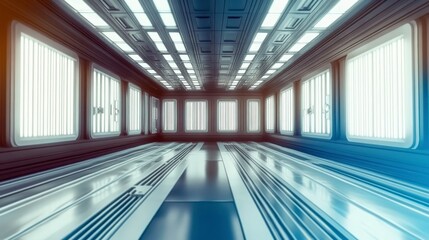 Obraz premium Awe-Inspiring Futuristic Corridor Design: A Stunning Architectural Masterpiece
