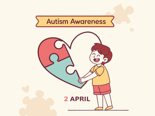 World Autism Awareness Day poster, April 2 Vector illustration