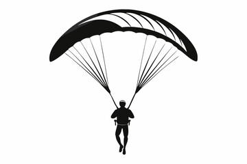 paraglider line art silhouette vector illustration