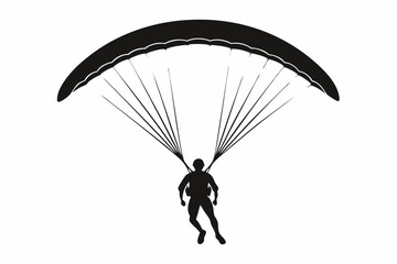 paraglider line art silhouette vector illustration