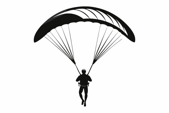 paraglider line art silhouette vector illustration
