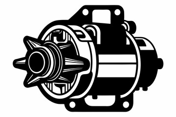 starter motor line art silhouette vector illustration