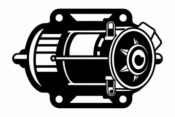 starter motor line art silhouette vector illustration