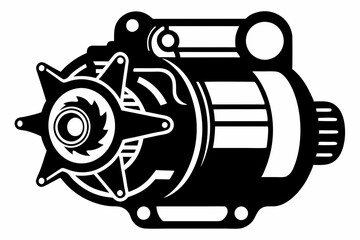 starter motor line art silhouette vector illustration