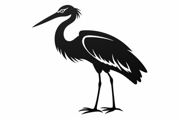 stork line art silhouette vector illustration