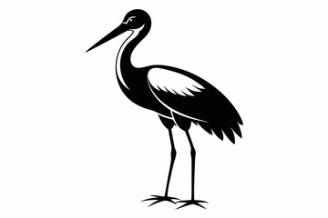 stork line art silhouette vector illustration