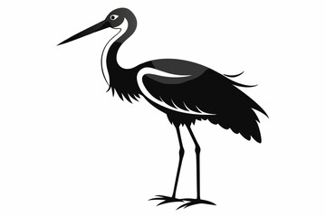 stork line art silhouette vector illustration