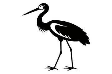 stork line art silhouette vector illustration