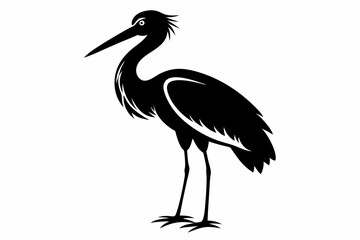 stork line art silhouette vector illustration