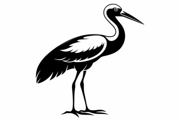 stork line art silhouette vector illustration