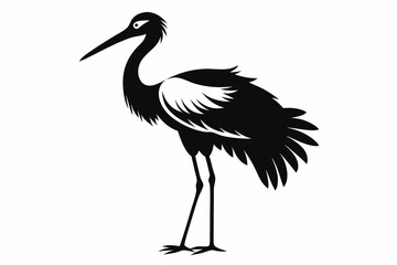 stork line art silhouette vector illustration