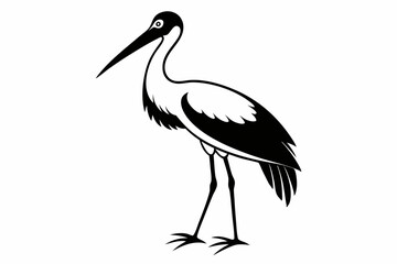 stork line art silhouette vector illustration