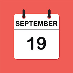 September 19. Daily Calendar icon for design. Simple design for business brochure, flyer, print media, advertisement. Easily editable.