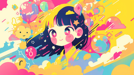 Clumsy Cute Character colorful illustration