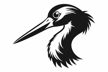 stork head line art silhouette vector illustration