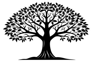 Obraz premium tree line art silhouette vector illustration