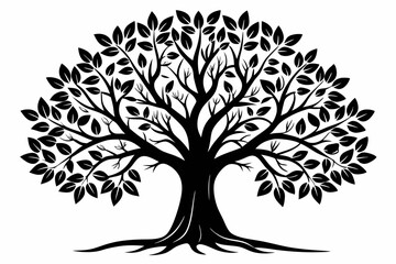 Obraz premium tree line art silhouette vector illustration
