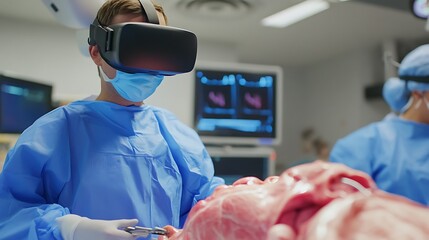 Surgeon Using Virtual Reality Technology in Operating Room