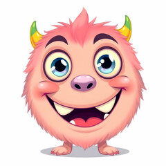 Funny cartoon monster character face expression Illustration of cute and happy creature