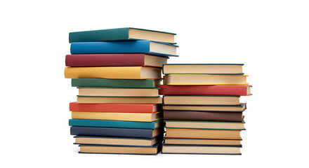 Fototapeta premium Stacks of Colorful Books on White Background for Education or Reading