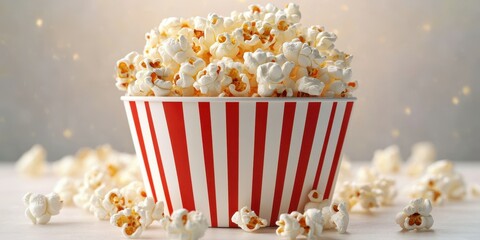 Enjoying fresh popcorn in a classic striped bowl at a cozy movie night