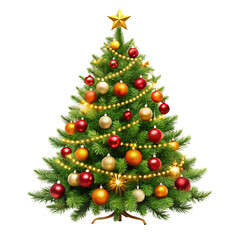 Christmas tree with red ball son transparent background