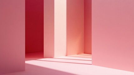 Obraz premium Abstract Pink Interior Space with Shadows and Light Play